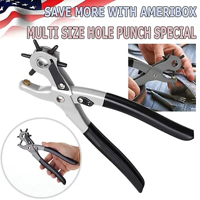 9  Leather Hole Punch Heavy Duty Hand Pliers Belt Holes 6 Sized Puncher Tool US • $6.99