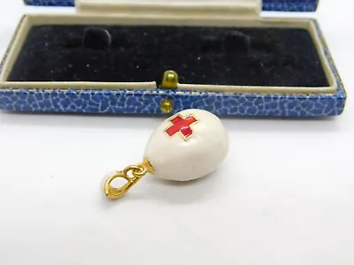 Sterling Silver Gilt & Enamel Faberge Egg Style Drop Pendant Vintage C1990 • £45