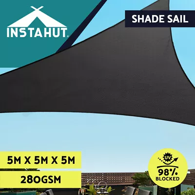 Instahut Sun Shade Sail Cloth Shadecloth Outdoor Canopy Triangle 280gsm 5x5x5m • $45.95