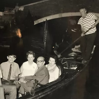 Vintage Black And White Photo Couples Men Women Riding Gondola Venice Italy • $6.69