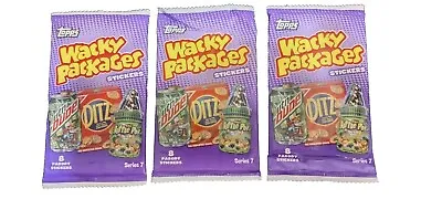LOT Of 3 New Wacky Packages Series 7 Trading Sticker Card Pack (8 Stickers Each) • $3.30