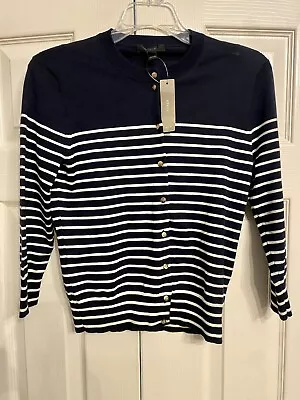 J Crew Women’s Cardigan Navy White Stripe NWT Sz Sm • $19