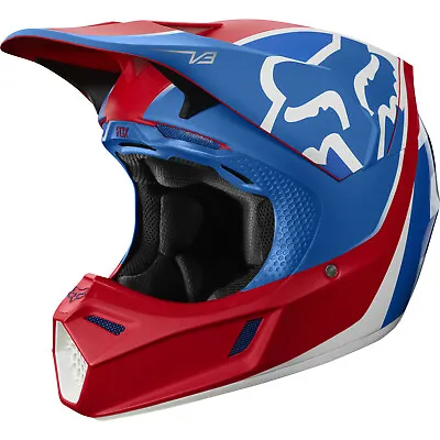 Fox V3 Kila Blue Red Full Face Motorcycle Motocross Off Road Crash Helmet NEW • $273.52