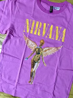 Pink Nirvana T-shirt With Yellow Graphics • £14.40