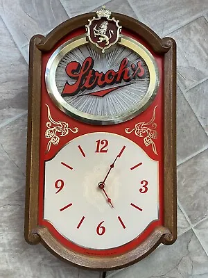 Vintage 1986 Stroh’s Beer Electric Light Up Clock Sign (Good Working Condition) • $89.95