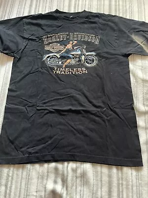 Harley Davidson Pinup Girl L Tshirt Motorcycle Timeless Tradition MISSING LABEL • $25.99