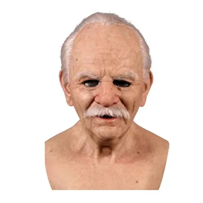 Realistic Old Man Mask Latex Mask Party Full Face Cover Headgear Cosplay Prop • $27.59