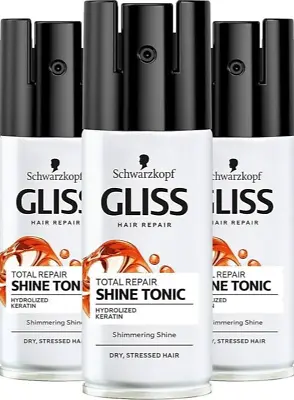 SCHWARZKOPF Gliss Hair Total Repair Shine Tonic Dry Hair X 3 • £27.99