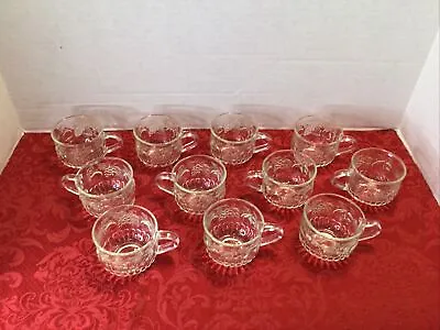 Vintage Indiana Glass 11 Cups Celebration Grape Design Punch Bowl Set • $24.99