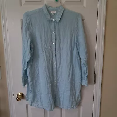 J. JILL Love Linen Women's Blue Linen Button Tunic Top Casual Resort Summer XL • $19.99