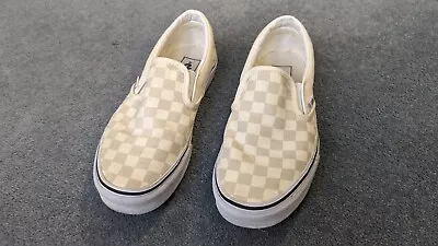 Vans Classic Checkerboard Slip Ons - Cream - UK Mens Size 5.5 Womens Size 4 • £15