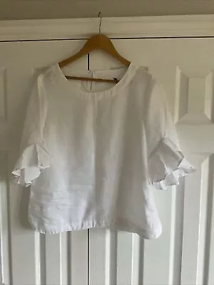 Gorgeous Pure White Linen  Boxy Top From Autograph At M&S Size 14  • £9.99