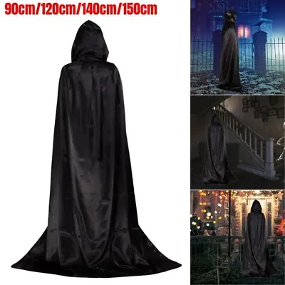 Adults Kids Vampire Robe Hooded Cloak Wizard Witch Halloween Cosplay Costume • $7.59
