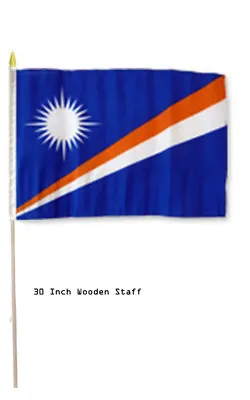 12x18 Wholesale Lot 6 Marshall Islands Country Stick Flag 30  Wood Staff • $17.88