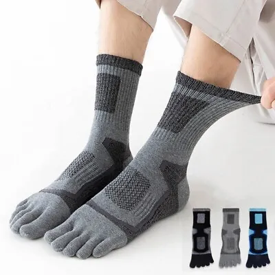 3 Pairs Men Five Finger Toe Athletic Sport Casual Solid Crew Ankle Cotton Socks • $13.86