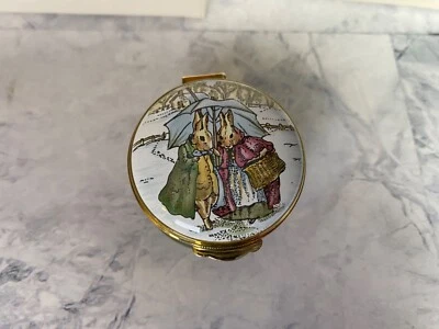 $16.01 • Buy Crummles Beatrix Potter Trinket Pill Box Bunny Rabbits Under An Umbrella