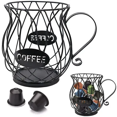 Coffee Pod Holder And Organizer Coffee Capsule Storage Basket Large Black Mug UK • £7.55