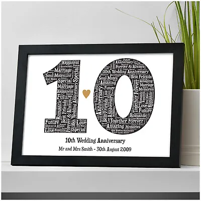 10th Wedding Anniversary PERSONALISED Mr & Mrs Print Gift 10 Years Married Gifts • £4.95