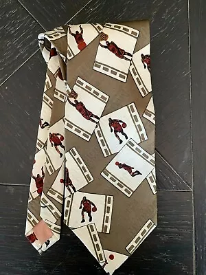 MICHAEL JORDAN  Bugatchi Uomo Brown /White 100% Silk Tie • $24.99