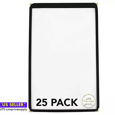 25 Pack Single 1 Page Menu Cover (2 View) Black -Tall- 8.5  X 14  Restaurant  • $54.95