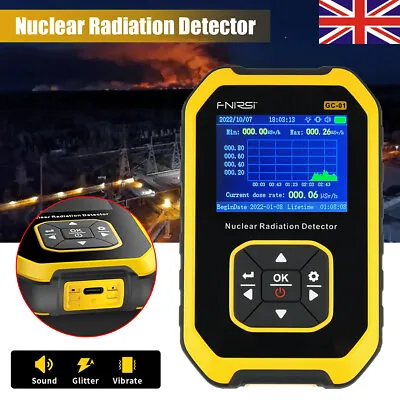 UK Nuclear Radiation Detector GM Geiger Counter Tube β γ X-Ray Dosimeter Monitor • £47.89