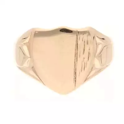 Vintage 9Carat Yellow Gold Patterned Signet Ring (Size P) 12x13mm Head • $185.51