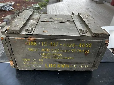 Wooden German Military Cal. Ammo Crate Box Army Tracer Ww2 .30 Gear Nato USA • $99.99