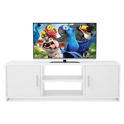 £54.99 • Buy TV Cabinet TV Stand Media Entertainment Unit With 2 Doors 2 Shelves Wooden