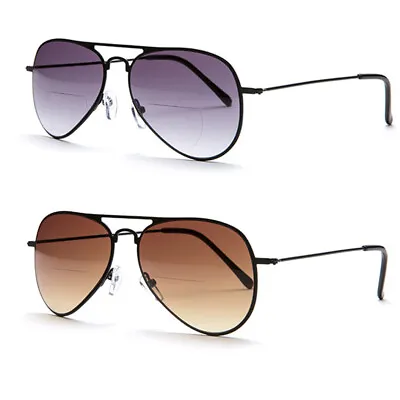 Women Men Bifocal Tinted Reading Glasses Sunglasses Metal Readers 1.0~3.5 • £13.19