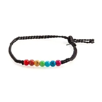 7 Chakra Bead Bracelet Adjustable Woven Cord Healing Balance Spiritual Handmade • $9.27