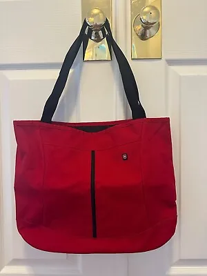 VICTORINOX Tote Bag Red Denier Canvas W/ Black Trim - Weekender Shopper • $15