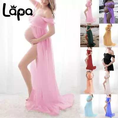 Pregnant Maternity Womens Off Shoulder Maxi Dress Photo Shoot Photography Gown • £4.39