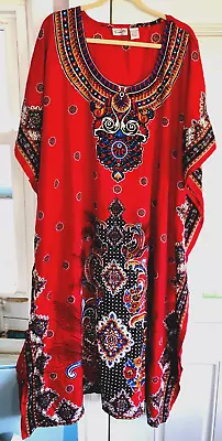 Sale-nwot New Sante  Mumu 2x 3x  Kaftan Caftan Dress Red Blue Gold Sparkles • $10.49