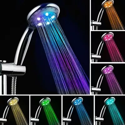 Handheld 7 Color Changing LED Light Water Bath Home Bathroom Shower Head Glow • $11.39