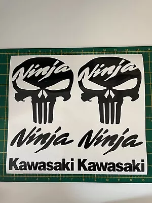 Kawasaki Ninja Set X 6 Punisher Skull Decals Sticker Fairings Van Race Track Zxr • £10.99