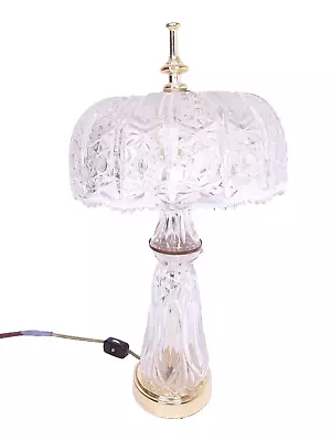 Lovely 15  Heavy Cut Lead Crystal Vintage Mid Century Accent Side Table Lamp • $119.99