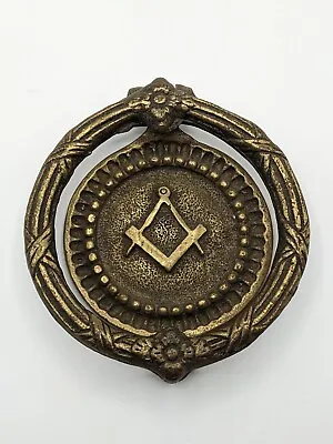 Freemason Vintage Heavy Brass Door Knocker With Masonic Symbol • $199.95