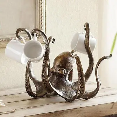 Octopus Coffee Mug Holder Vintage Statue Resin Sculpture Crafts Fun Cast Iron • $42.99