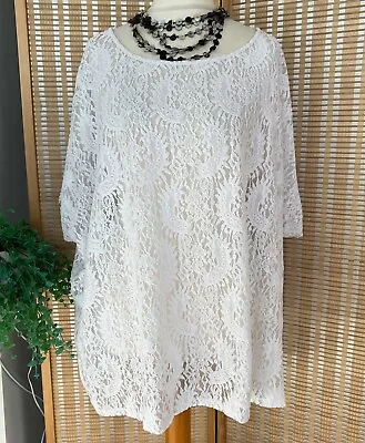 Kasbah Box 2 White Lace Oversize Top One Size Plus Box2 / B8 • £21.99