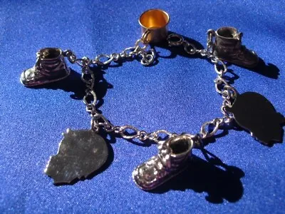 Vintage Mother's Sterling Silver Charm Bracelet With Charms Excellent Condition • $11.60