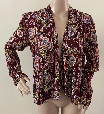 Tigerlily Waterfall Jacket Cardigan Size 10 Floral Knit Back • $39