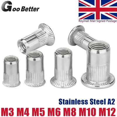 M3 M4 M5 M6 M8 M10 M12 Rivnuts Countersunk Knurled Threaded Nutsert Rivet Nuts • £0.99