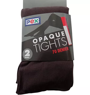 £9.99 • Buy Opaque Pex Tights 70 Denier Lycra, 2 Per Pack Colour Brown