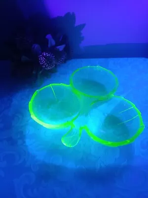 RARE Vintage Danish Uranium Glass Clover Dish • $70