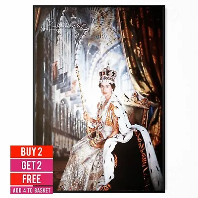 Queen Elizabeth II Coronation Photo Signed Royal Family Poster A5 A5 A4 A3 • £12.99