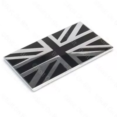 Union Jack Black & Silver Badge Metal Self Adhesive Racing/GB/Classic/British • £9.99