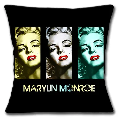 Marilyn Monroe Cushion Cover 16 Inch 40 Cm American Film Actress Black 3 Multi • £10.95