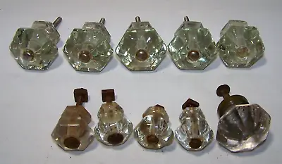 Vintage Clear Glass Drawer Pulls Lot Of 10 Multi Size Crystal Faceted Antique • $24.95