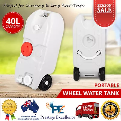 40L Portable Wheel Water Tank Camping Motorhome Caravan Storage Waste Transport • $95.70