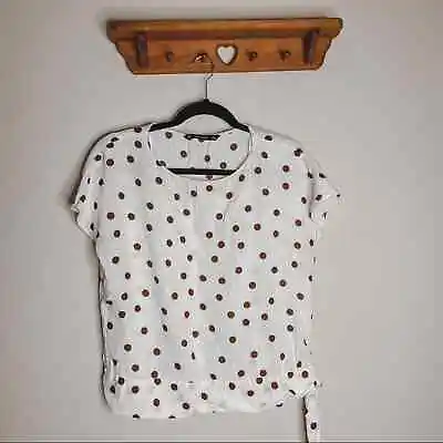 Zara | Linen Blend Top Polka Dot Small Womans • $10